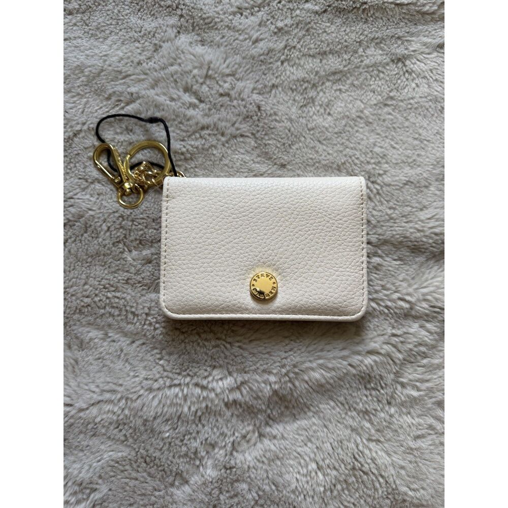 Steve Madden Beige Pebbled Wallet Cardholder Keychain Gold Hardware